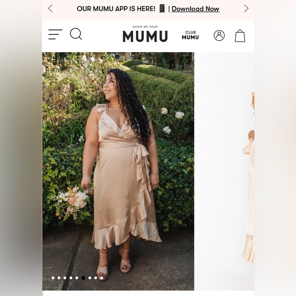 Show Me Your MuMu Samantha Ruffle Dress in Champagne luxe satin - Picture 1 of 5